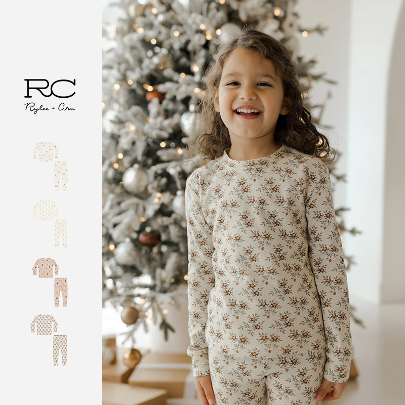RC童装男女童家居服套装宝宝卡通印花新款打底纯棉长袖家居套装