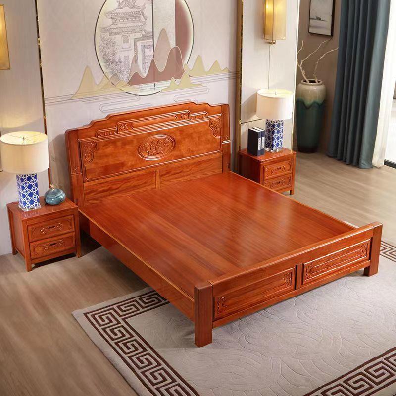 金花梨木榫卯结构全实木主卧中式仿古菠萝格木双人床加厚满铺床板