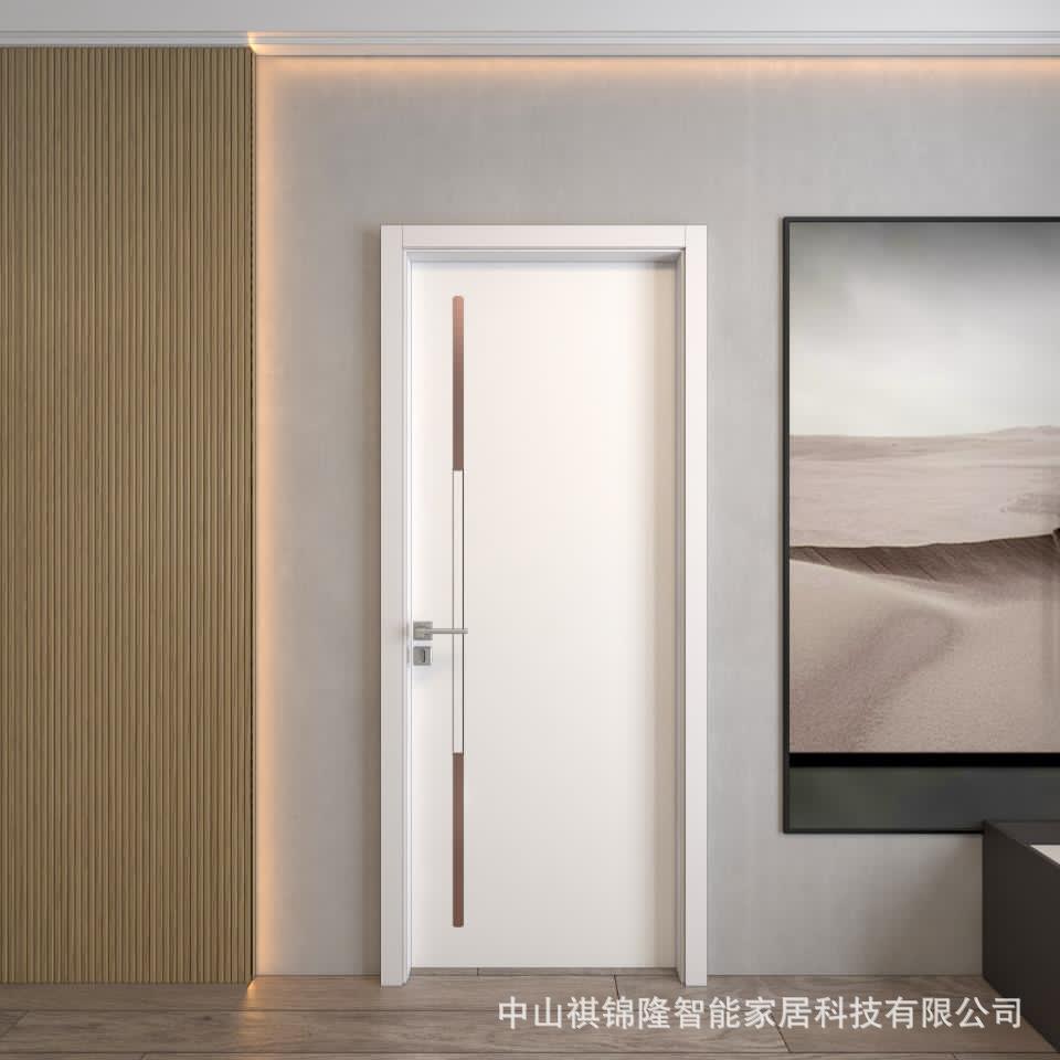 白色大方简约设计木门碳晶实木门复合卧室房间家用门室内门单开门
