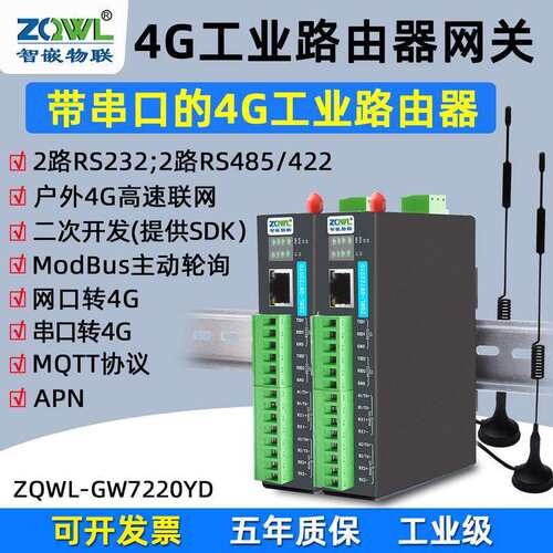 工业级4G插卡路由器全网通4GDTU/RTU主动轮询RS485/232/422转4G