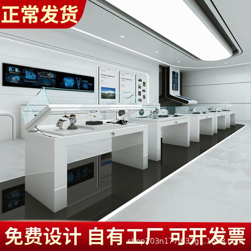 博物馆液压展示柜古董字画展览柜文化展厅产品柜台纪念馆玻璃展柜