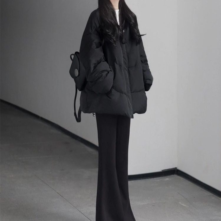 黑色棉服女2026春季新款超好看休闲加厚面包服高级感短款棉衣外套