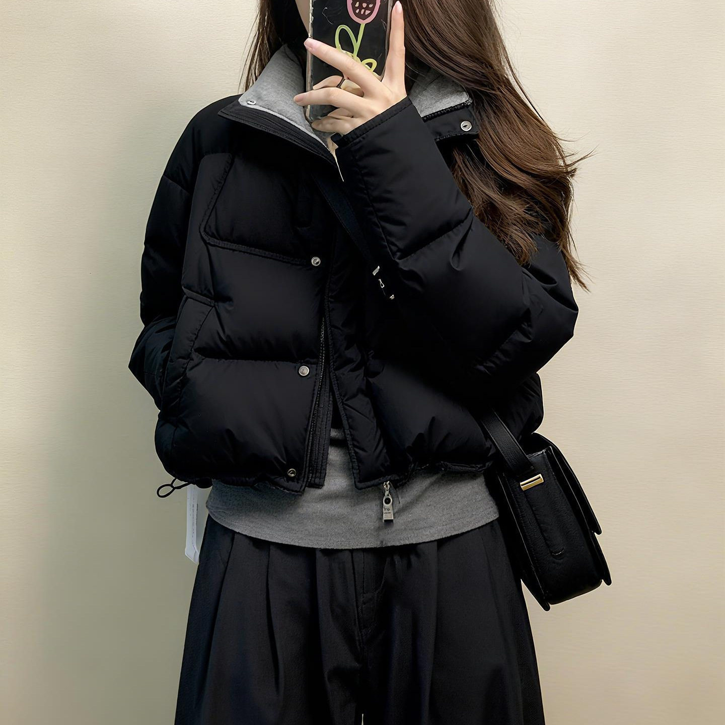 2026年新款巨好看的加厚黑色短款夹棉小个子棉服外套女款冬季棉袄