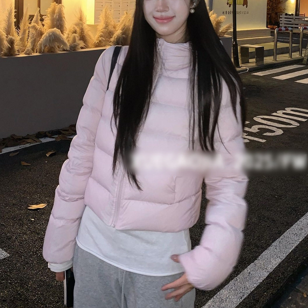 粉色连帽轻薄保暖棉服外套女装2026年冬季高级感小个子棉衣外套