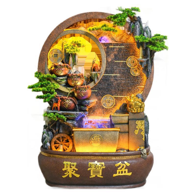 酒店会所公司玄关招财水幕墙流水屏风隔断风水轮生财开业礼品摆件