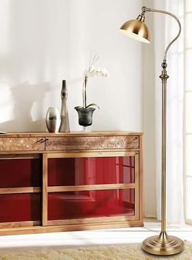 美乡村电镀本642古色落地灯复卧室式床头学习落地灯书房铜桌护眼