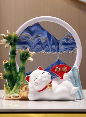 招财猫沙漏fnKTKMh4流沙鹿画件客厅电视柜酒柜玄新关装饰品乔迁居