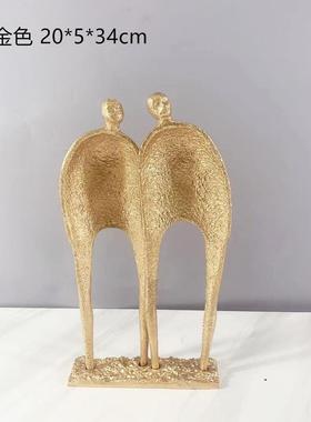 新中式铸铁抽象人物雕塑摆件样板房售楼部客厅书架玄关装饰架摆设