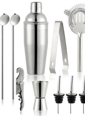 不具锈钢调酒套器装鸡尾酒酒吧调酒工31JD-F687件套带竹架