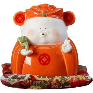 创意招财品小神陶瓷摆CFU家居件饰品喜庆可爱桌面工艺店铺开财业