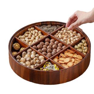 新木质干果盒九款宫盒格点果A231124-心小吃收纳实木圆形分格糖果