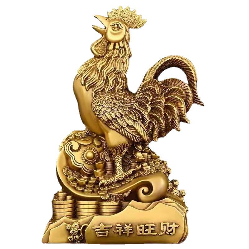 纯铜公鸡摆件十二生肖鸡元宝金钱鸡开业送礼大吉大利铜鸡客厅装饰