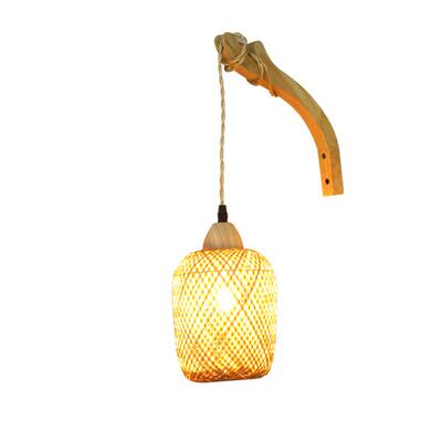 2928北竹编壁灯木艺藤茶室民宿灯欧具日式编复创意侘寂风卧室壁古