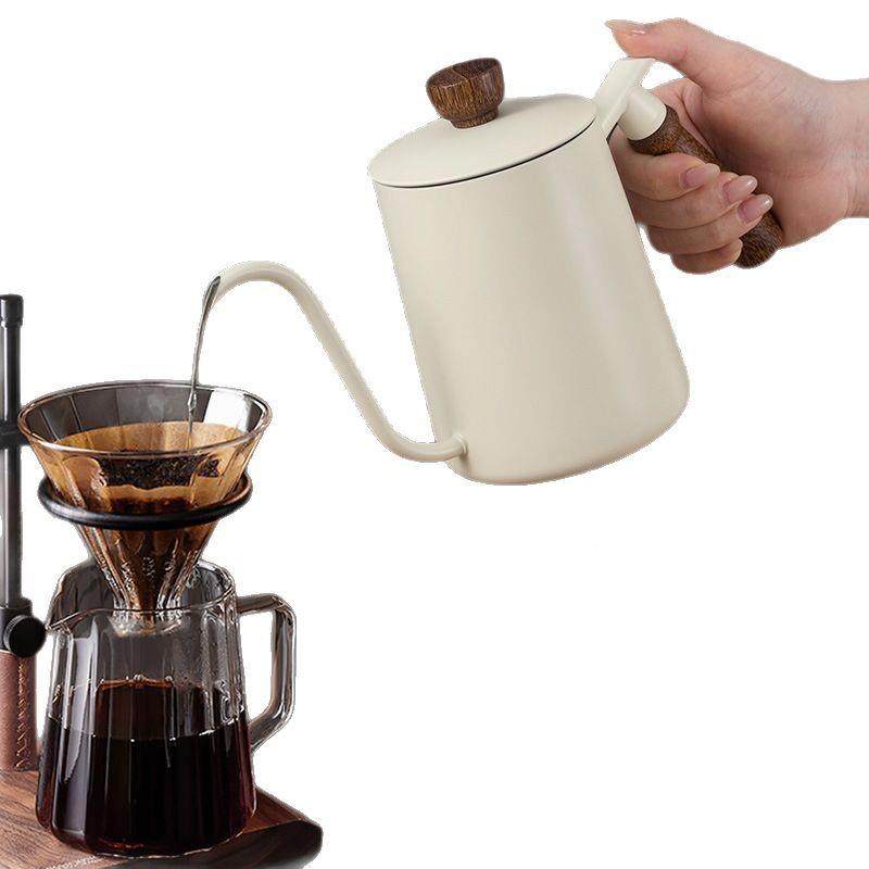 米白色直身7字冲60ML手冲壶实手柄304不锈钢加厚材料木咖啡手0壶,餐饮具,手冲壶,淘宝优惠券,粉丝福利购,淘宝优惠卷