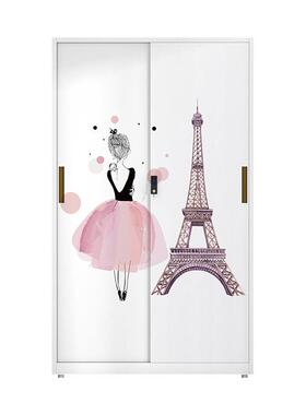 家室用皮衣柜花推拉铁门金属收纳柜阳台钢制储72842物柜子印卧儿