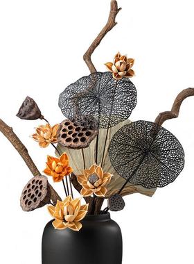 干花束TB-63381真花手工花落地高枝装饰摆厅件招天然莲蓬插财花家