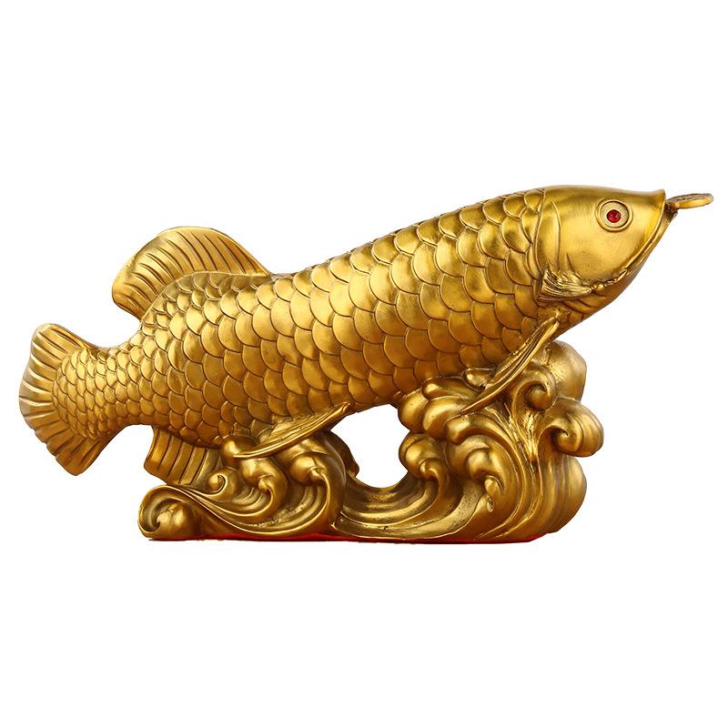 黄铜金龙鱼福鱼年年有鱼鲤鱼家居装饰品年年有余吉祥铜鱼摆件