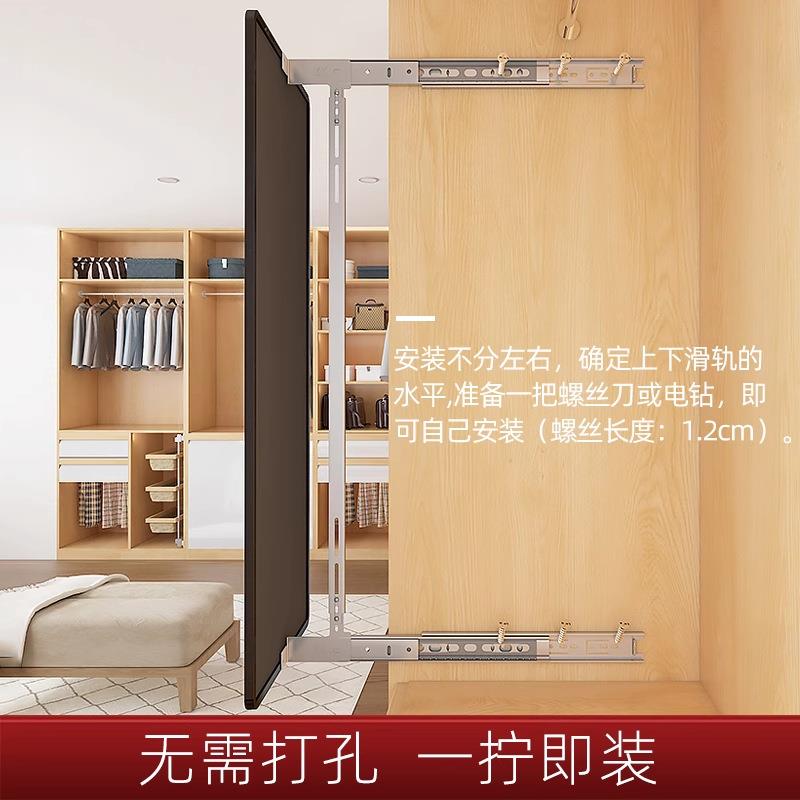 衣柜镜子内置推拉旋转穿衣镜折叠伸缩隐形全身试衣抽拉柜子内装里图片