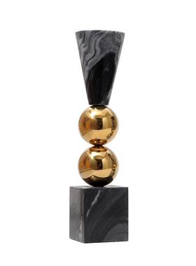 北欧样代板房软装饰品家摆件简约现欧式不居餐桌锈钢大理GYZ石蜡