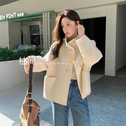 馨菲冬上新经典双排扣气质显瘦羊毛外套（含100羊毛）1128