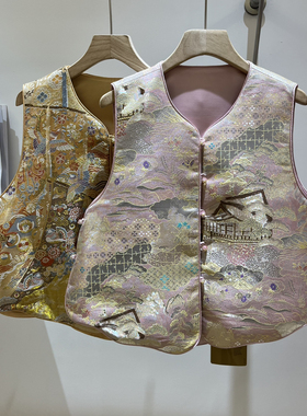 馨26年早春新中式山水画提花古风马甲TDC-6901