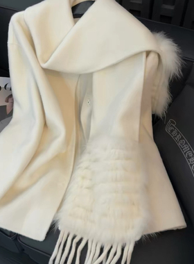 馨菲年冬斗篷开衫羊毛外套(配可拆卸围巾)（含100澳毛）25FMY8764