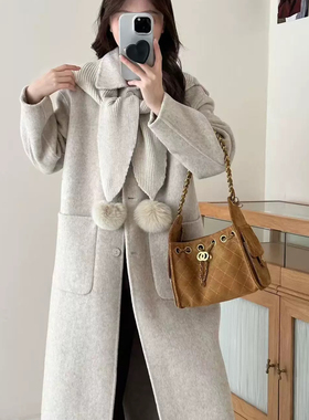 馨菲女可爱休闲外套羊毛外套(配可拆卸帽子)（含68.8绵羊毛）8