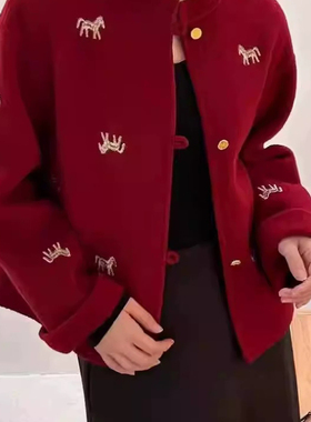 馨菲设计马上有钱刺绣款双面呢羊毛外套（含100绵羊毛）NMZ-C-151