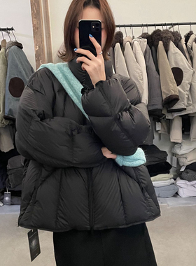 馨菲简约立领绗缝宽松保暖羽绒服外套K672