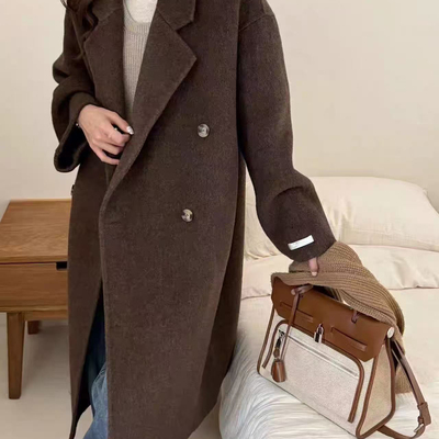 馨菲赫本风高级感宽松百搭大衣西装领羊毛外套（含100澳毛）n2920