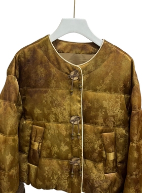 馨菲绒羽绒服女2025冬季新款宽松提花保暖羽绒服外套86199-1