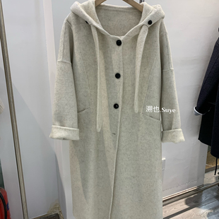 馨菲设计衣抽绳单排扣高级感宽松羊毛外套 HYksn2353 含80澳毛