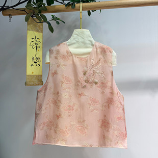 G401 馨菲家新高档人丝金丝混纺面料手工法绣钉珠百搭马甲YS287