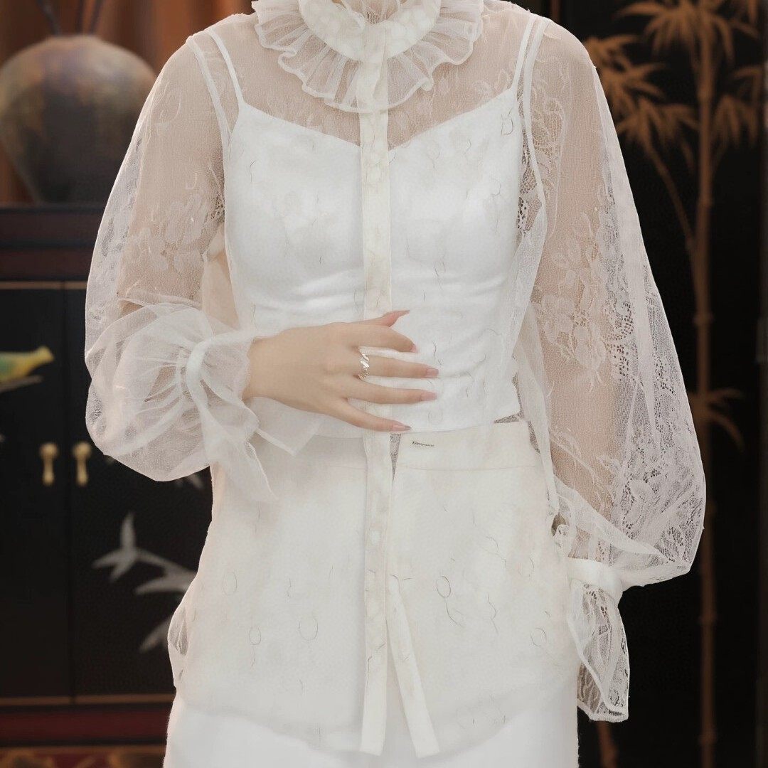 馨菲家26年早春蕾丝气质百搭小衫YS536-G408