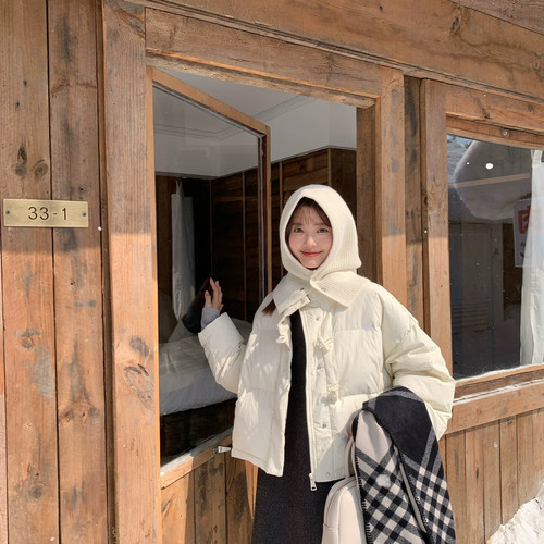 馨菲2025新款立领牛角扣韩系短款保暖羽绒服外套(配帽子)h970