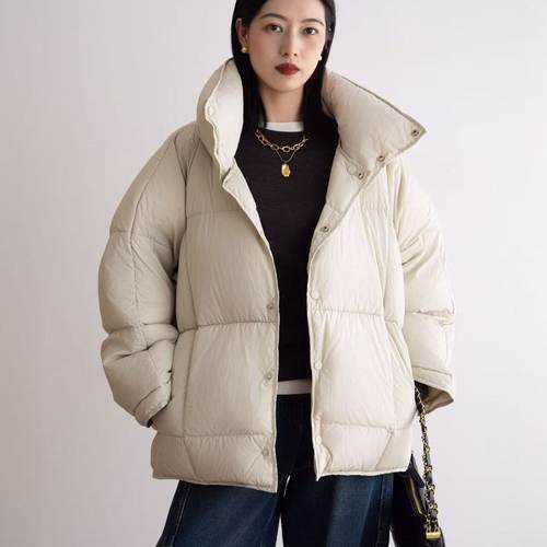 馨菲加厚设计感小方格面包服保暖羽绒服外套(配可拆卸领子)10967