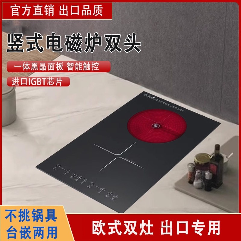 竖式岛台嵌入式电磁炉家用一电一灶香港英式酒店用双头电陶炉陶双