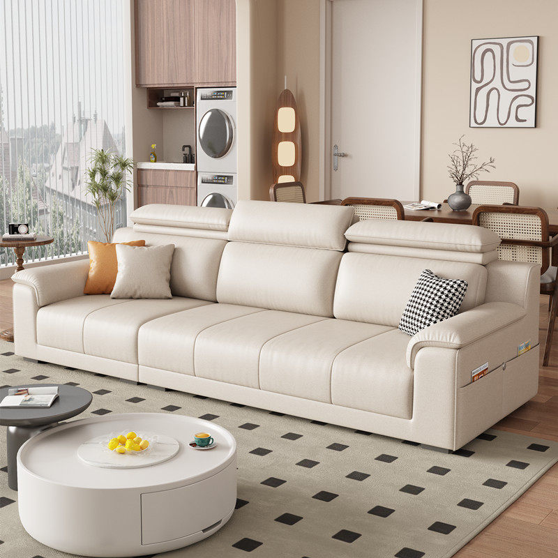 双虎家私官方科技布沙发客厅2024新款小户型直排三人位奶油风布艺