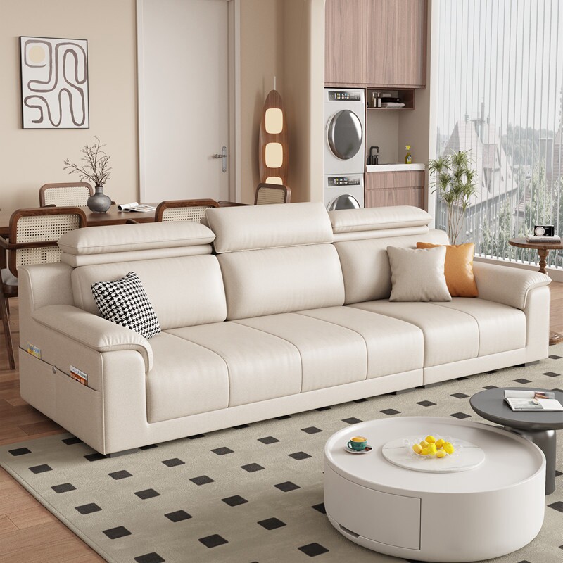 双虎家私官方奶油风科技布沙发客厅2024新款布艺沙发现代简约直排