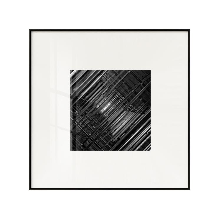 黑白艺术摄影照片墙北欧客厅挂画极简方形工业装饰画样板房壁画