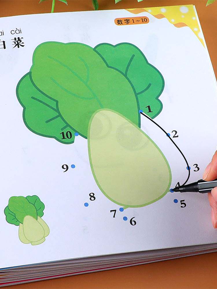 儿童数字连线画幼儿园益智涂色绘本宝宝启蒙简笔画描画填色绘画册
