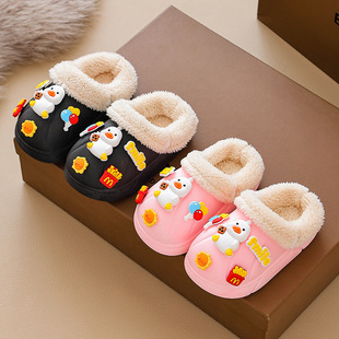 可拆卸内胆男女童棉拖鞋 儿童防水防滑秋冬居家加绒保暖防水毛拖