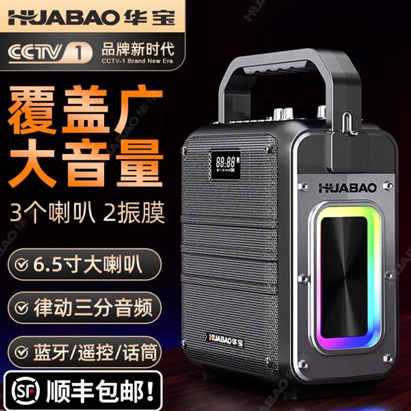 华宝广场舞音响户外便携式大音量箱K歌话筒一体机蓝牙家用手提音