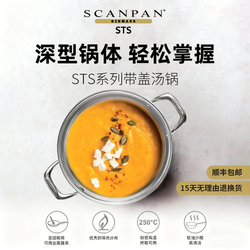 带盖汤锅SCANPAN不锈钢