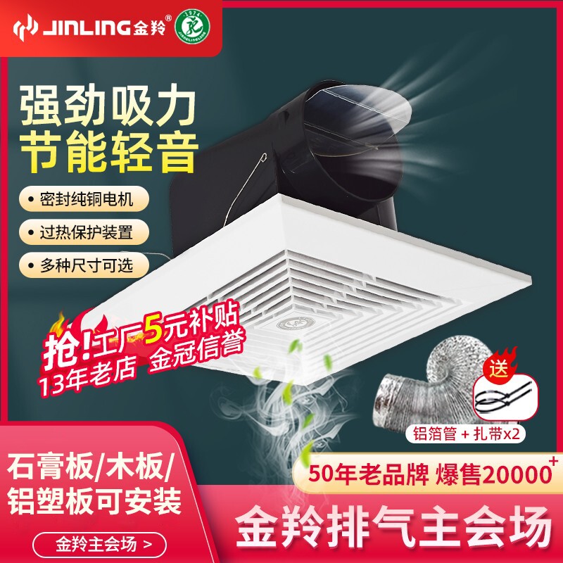 金羚排气扇10寸天花吸顶管道式12
