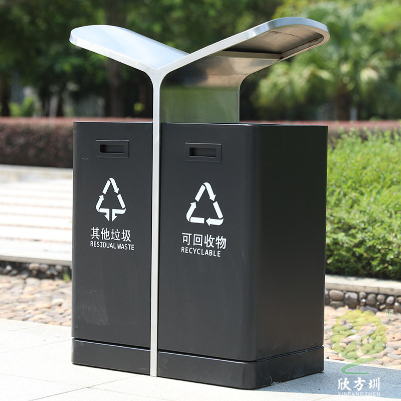 户外公园学校环卫方形两连体烤漆不锈钢镀锌板分类垃圾桶果壳箱,商业/办公家具,垃圾筒/烟灰皿/垃圾桶,淘宝优惠券,粉丝福利购,淘宝优惠卷