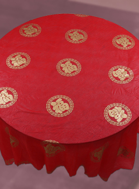 乔迁桌布一次性新居酒席圆桌结婚喜事进宅用大寿福字新年红色台布