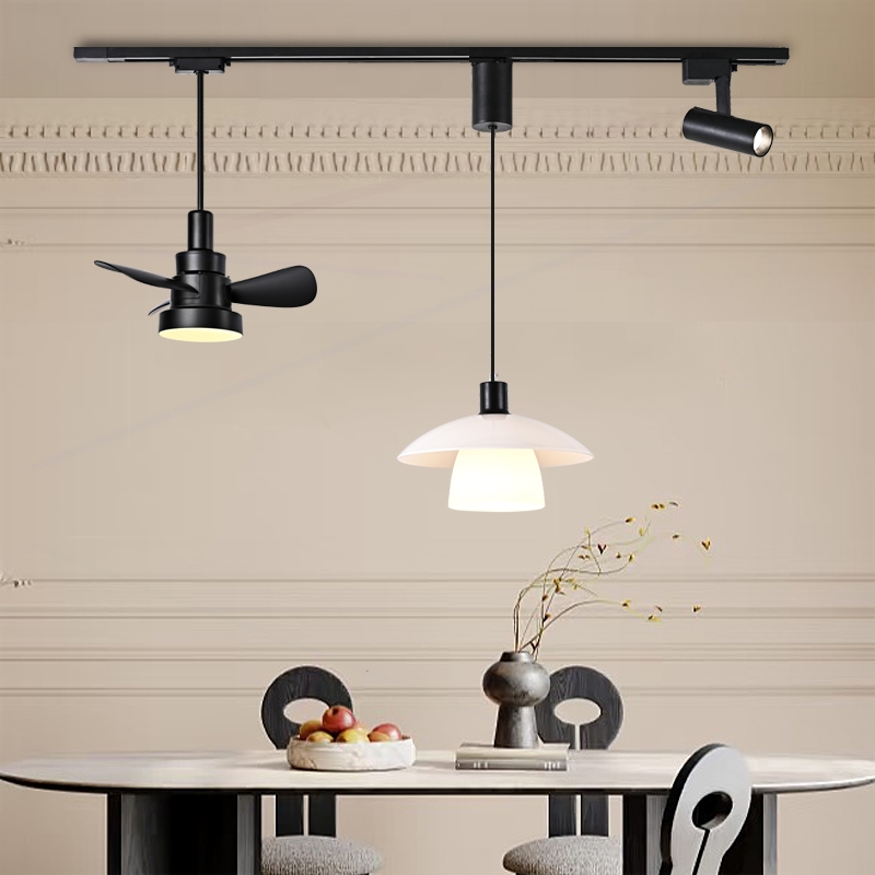 可升降蘑菇灯风扇灯胡桃木色复古