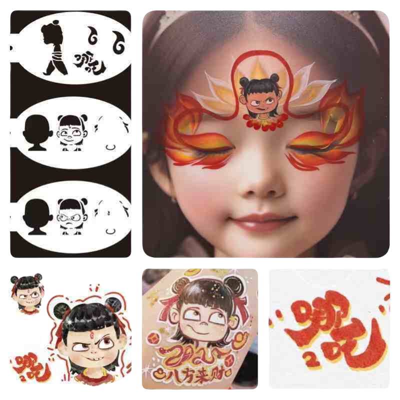 哪吒魔童面部彩绘模板