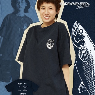 吉考斯工业复刻系列不是鲈鱼印花Tee男女同款230g纯棉透气短袖T恤